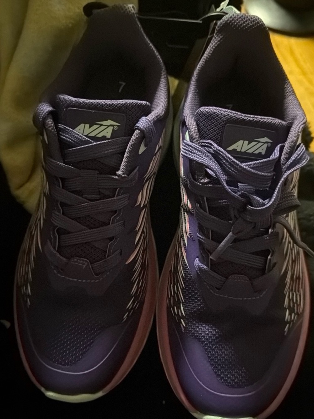 Avia Men’s Dark Purple Athletic Running Shoes with Pink Accents